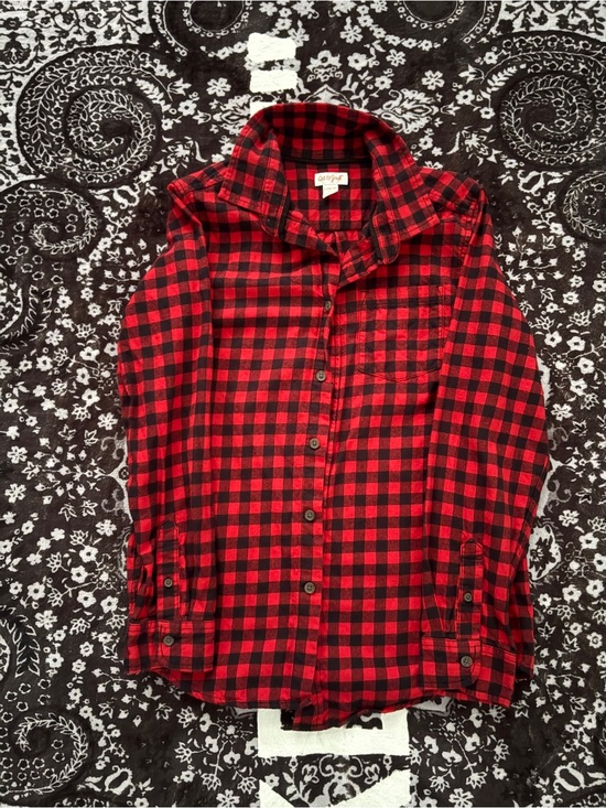 Cat & Jack Other - Cat & Jack Red Black Buffalo Plaid Flannel Youth Large Button Up Shirt 12 14